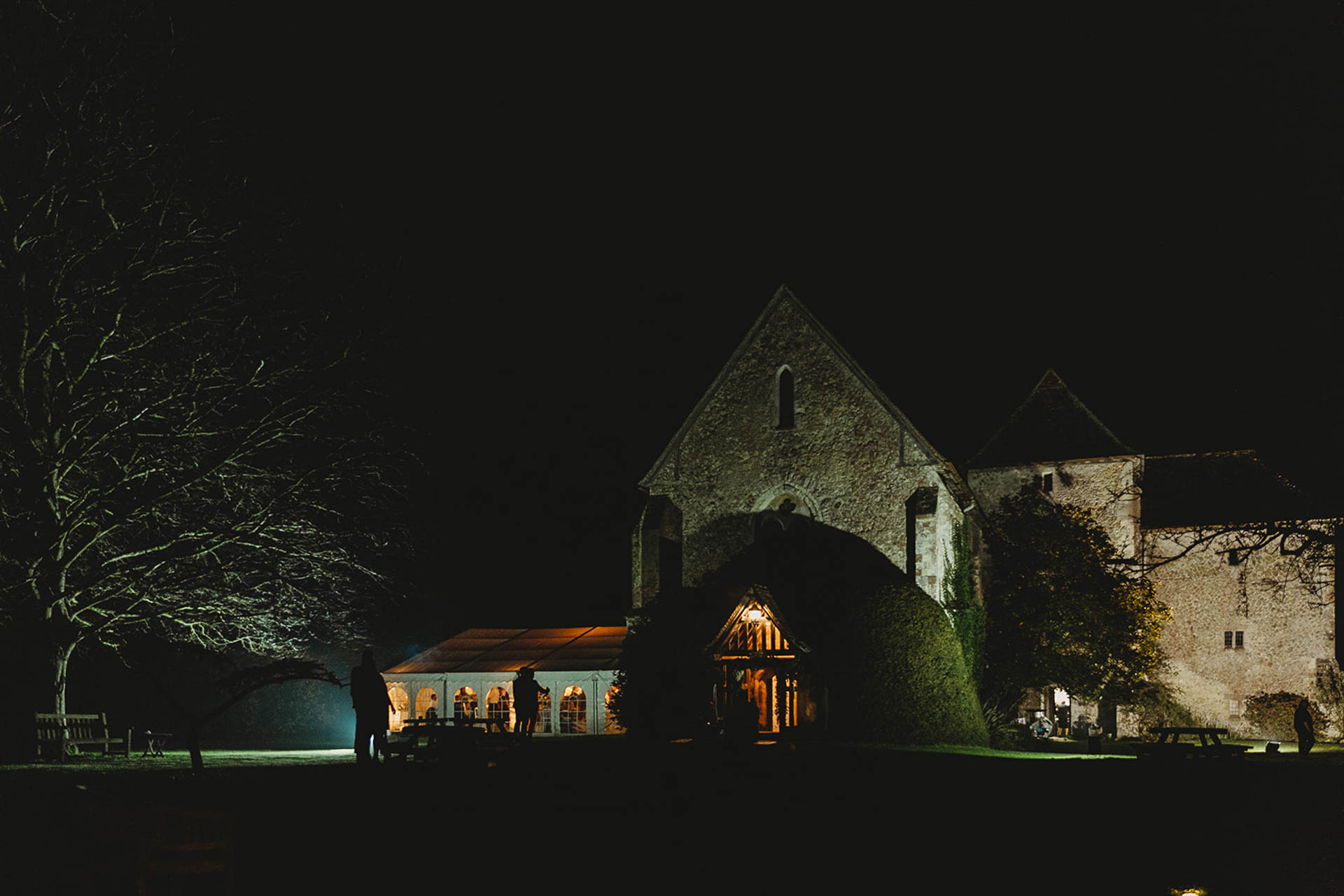Bilsington Priory near Ashford at night
