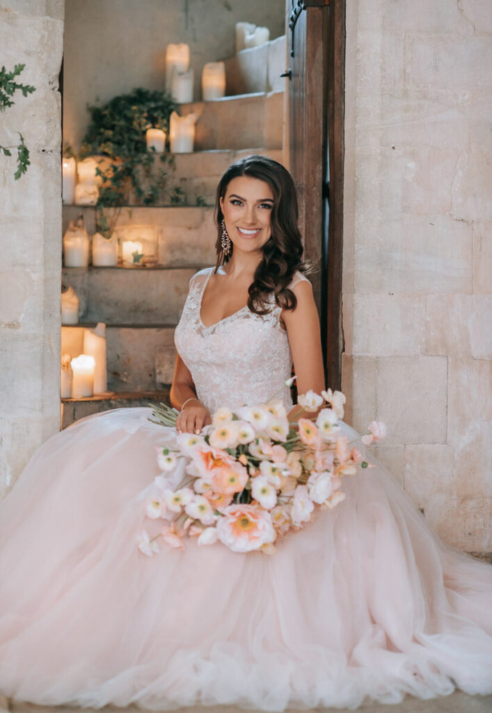 A bride sits in the tower of Bilsington Priory