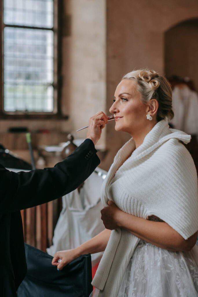 A bride getting ready at Bilsington Priory